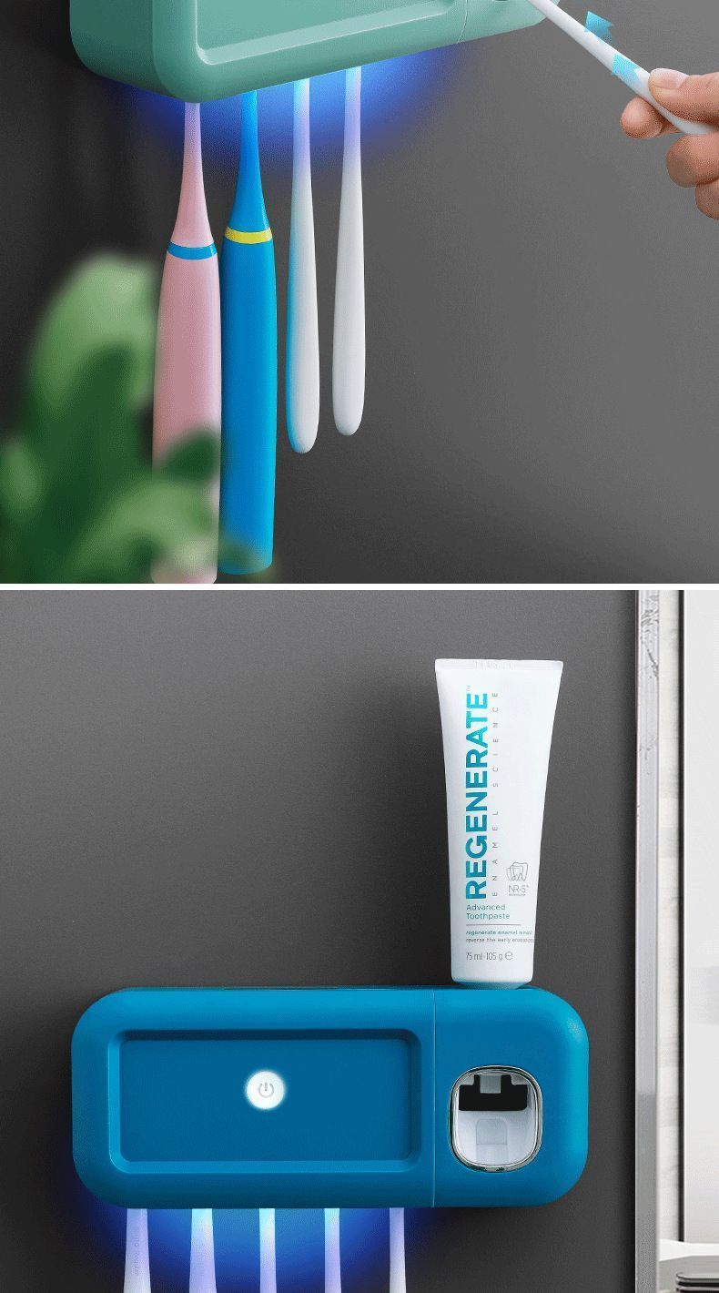 Gray No-Drill UV Toothbrush Holder V1221-XM-YSXDQ-02