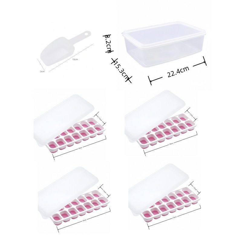 6Pcs 14-Grid Square Silicone Ice Cube Trays, Soft Bottom Ice Molds V1221-XM-ZBMJH-003