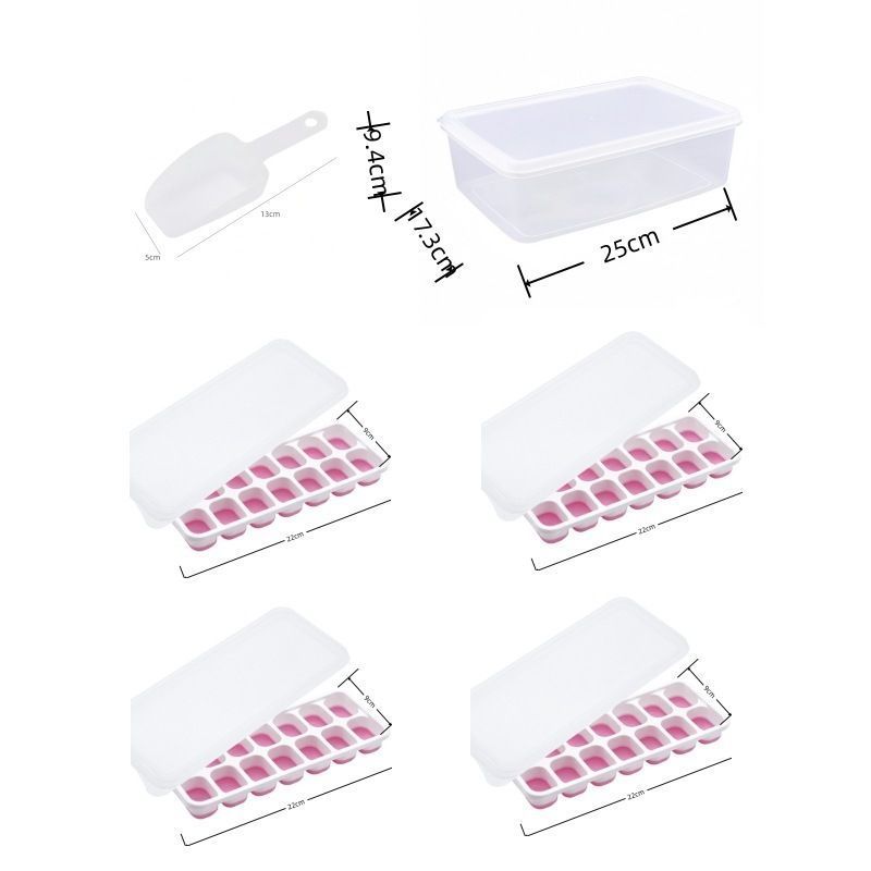 6Pcs 14-Grid Square Silicone Ice Cube Trays, Soft Bottom Ice Molds V1221-XM-ZBMJH-007