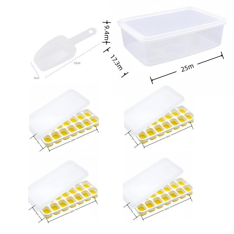 6Pcs 14-Grid Square Silicone Ice Cube Trays, Soft Bottom Ice Molds V1221-XM-ZBMJH-008