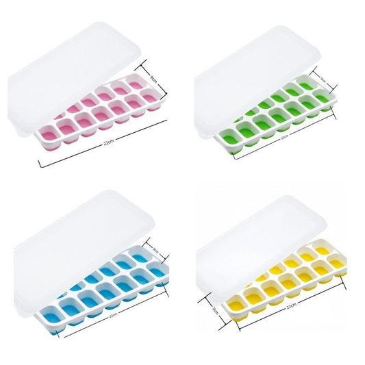 14 Grid Square Silicone Ice Tray, 4 Colors Soft Bottom Ice Making Mold V1221-XM-ZBMJH-010