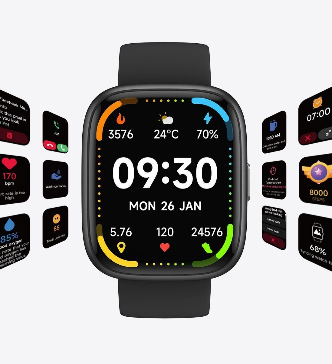 Call Health Smart Watch Black V1221-XM-ZNSB-01