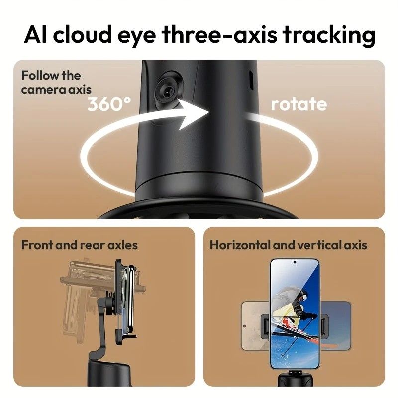 Mobile Cloud Auto-Tracking Smart Magic Stabilizer - AI Facial Recognition Desktop Phone Holder for Live V1232-AIYTZJ001