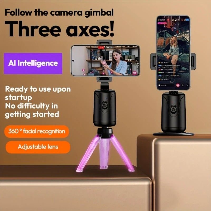 Mobile Cloud Auto-Tracking Smart Magic Stabilizer - AI Facial Recognition Desktop Phone Holder for Live V1232-AIYTZJ001