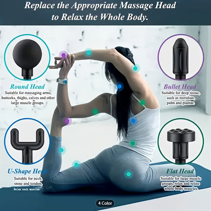 **Portable Deep Tissue Massager | 6-Speed & 4 Heads & 15-Min Timer|Professional Muscle Recovery, Anytime V1232-AMQ001