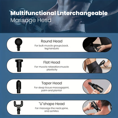 **Portable Deep Tissue Massager | 6-Speed & 4 Heads & 15-Min Timer|Professional Muscle Recovery, Anytime V1232-AMQ001