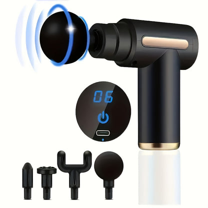 **Portable Deep Tissue Massager | 6-Speed & 4 Heads & 15-Min Timer|Professional Muscle Recovery, Anytime V1232-AMQ002