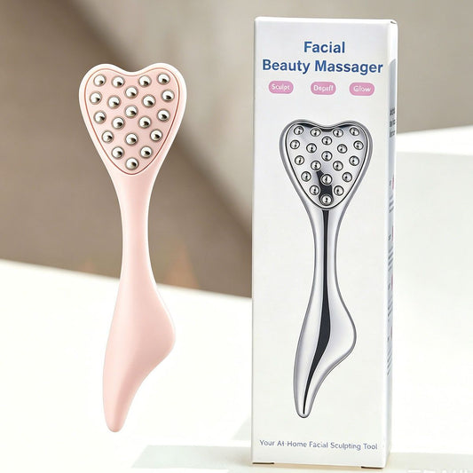 304 Stainless Steel Heart Shaped Roller Ball Massager: Face Lifting and Eye Soothing, Body Scraping and V1232-AXAMQ002