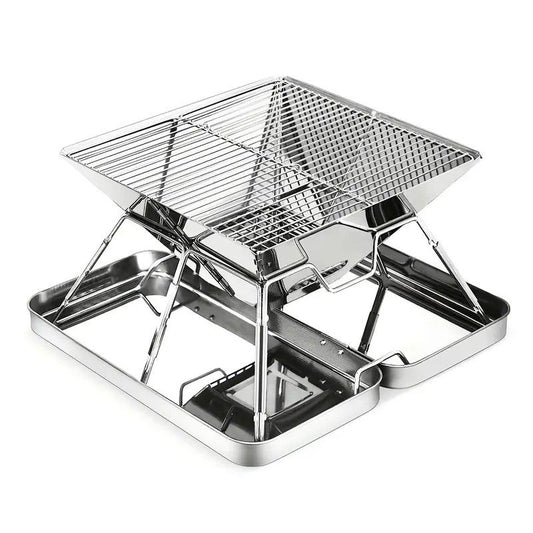 304 Stainless Steel Portable Folding BBQ Grill with Storage Tray for Outdoor Camping Picnics Beach and V1232-BBQSKL001