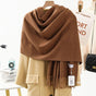 Solid Color Cashmere Wrap Scarf, Thickened for Warmth and Windproof, Bohemian-Style Winter Wardrobe V1232-BDYRWJ009