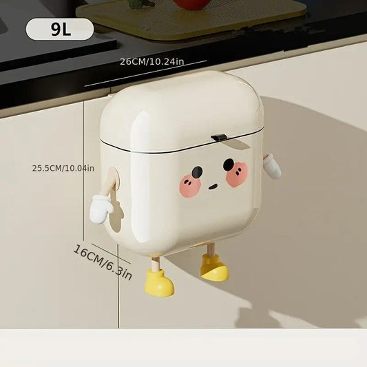 Wall Mount Kitchen Bin No Drill Adhesive Cabinet Door 9L Space Saver V1232-BGLJTKA001