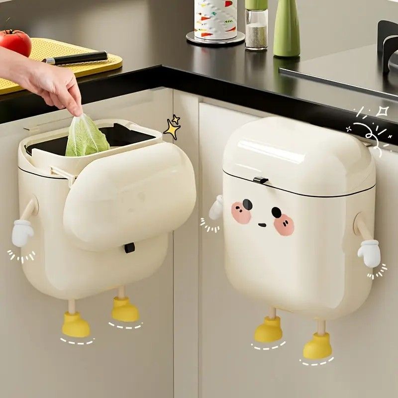 Wall Mount Kitchen Bin No Drill Adhesive Cabinet Door 9L Space Saver V1232-BGLJTKA001