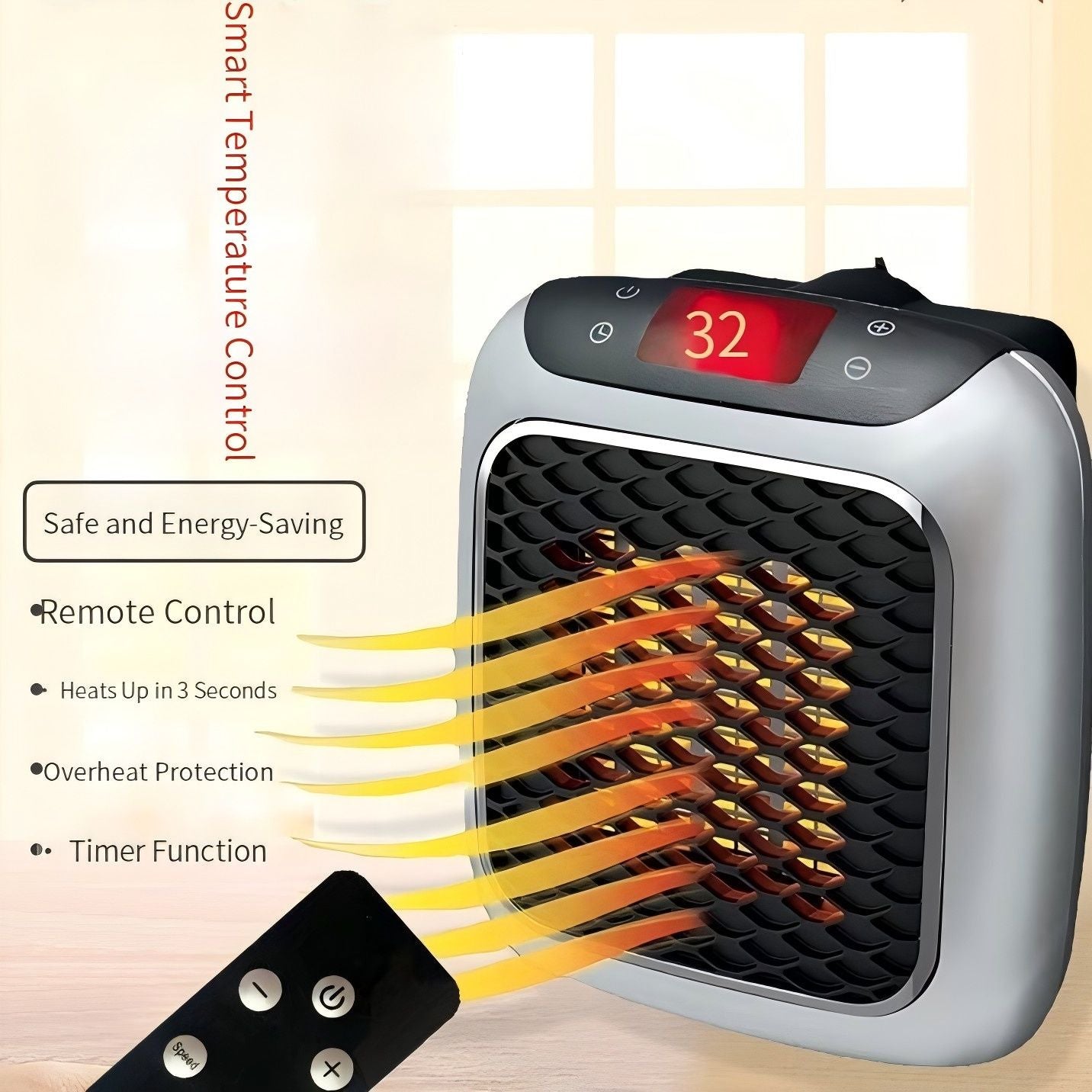 3-Second Heat Wall-Mounted Heater! Safe, Silent, Winter's "Little Sun"(GREEN) V1232-BGSJRQ003