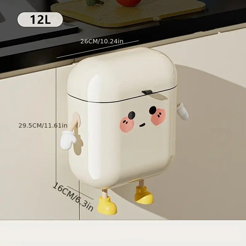 Wall Mount Kitchen Bin No Drill Adhesive Cabinet Door 12L Space Save V1232-BGSLJTKA002