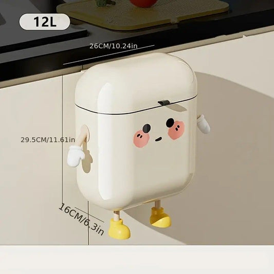 Wall Mount Kitchen Bin No Drill Adhesive Cabinet Door 12L Space Save V1232-BGSLJTKA002