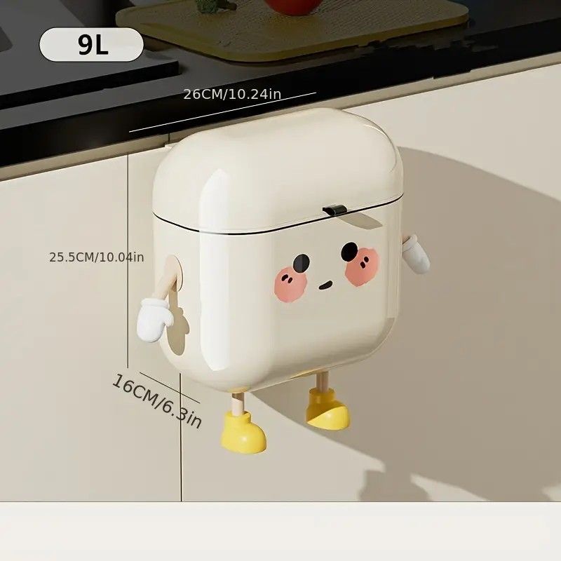 Wall Mount Kitchen Bin No Drill Adhesive Cabinet Door 12L Space Save V1232-BGSLJTKA002