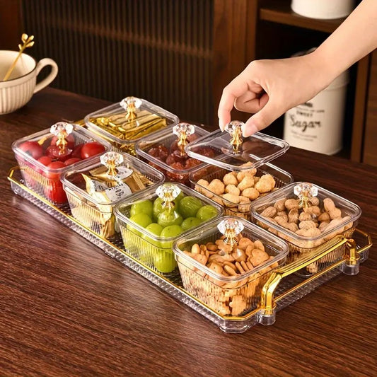 1-Piece 8-Compartment Snack Tray, BPA-Free Plastic Food-Grade Snack Organizer, Perfect for Nuts, Fruits, V1232-BGSND001