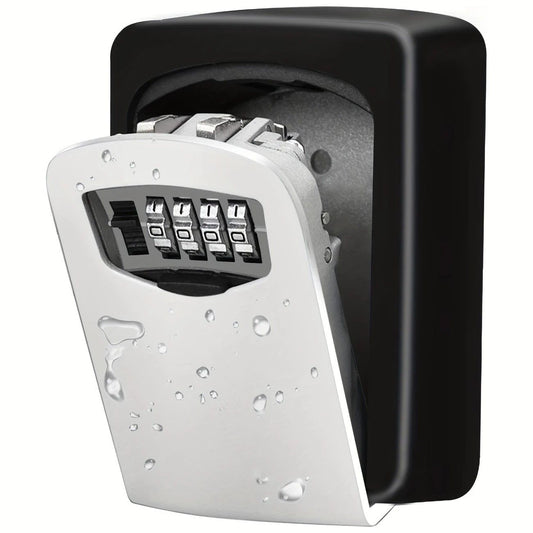 Household Wall-Mounted Key Box, Waterproof Secure Key Lockbox with Combination Lock, Large-Capacity Outdoor V1232-BGSYSH001