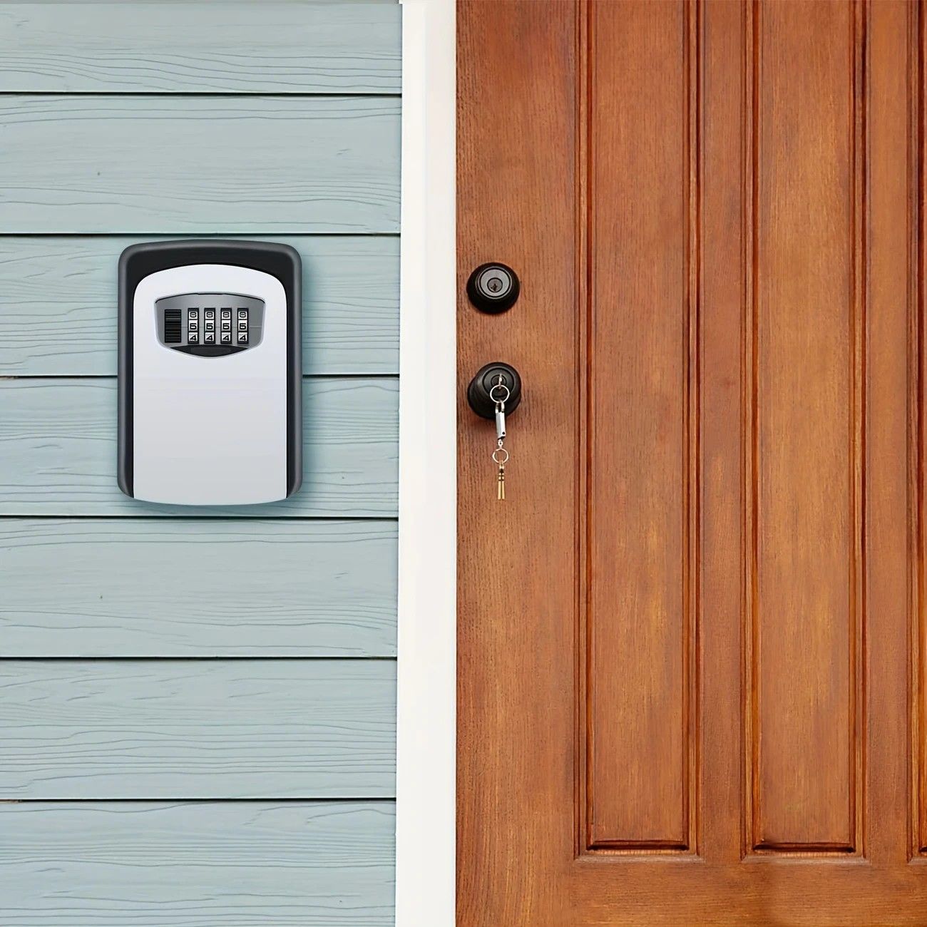 Household Wall-Mounted Key Box, Waterproof Secure Key Lockbox with Combination Lock, Large-Capacity Outdoor V1232-BGSYSH001