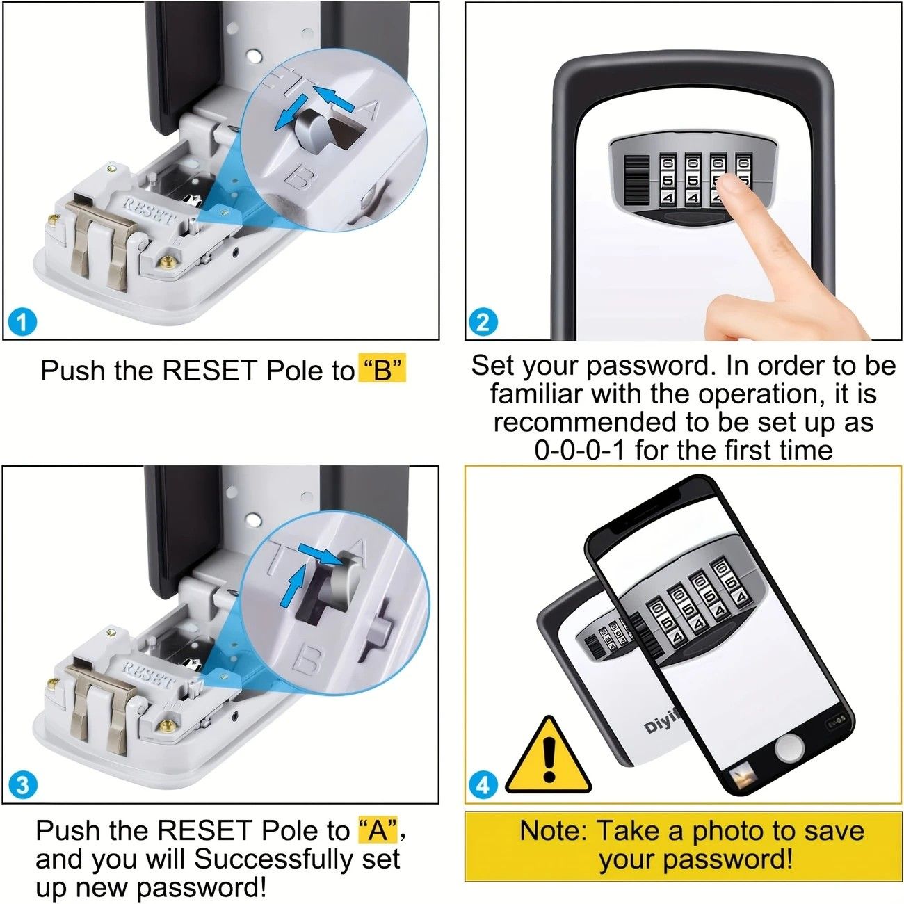 Household Wall-Mounted Key Box, Waterproof Secure Key Lockbox with Combination Lock, Large-Capacity Outdoor V1232-BGSYSH001