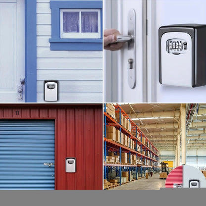 Household Wall-Mounted Key Box, Waterproof Secure Key Lockbox with Combination Lock, Large-Capacity Outdoor V1232-BGSYSH001