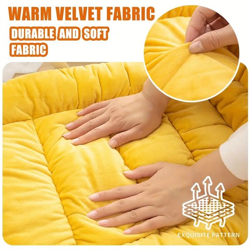 Winter Thick Fleece Seat & Back Cushion Set - 90cm Sofa Office Chair Warmer (BROWN) V1232-BGYD003