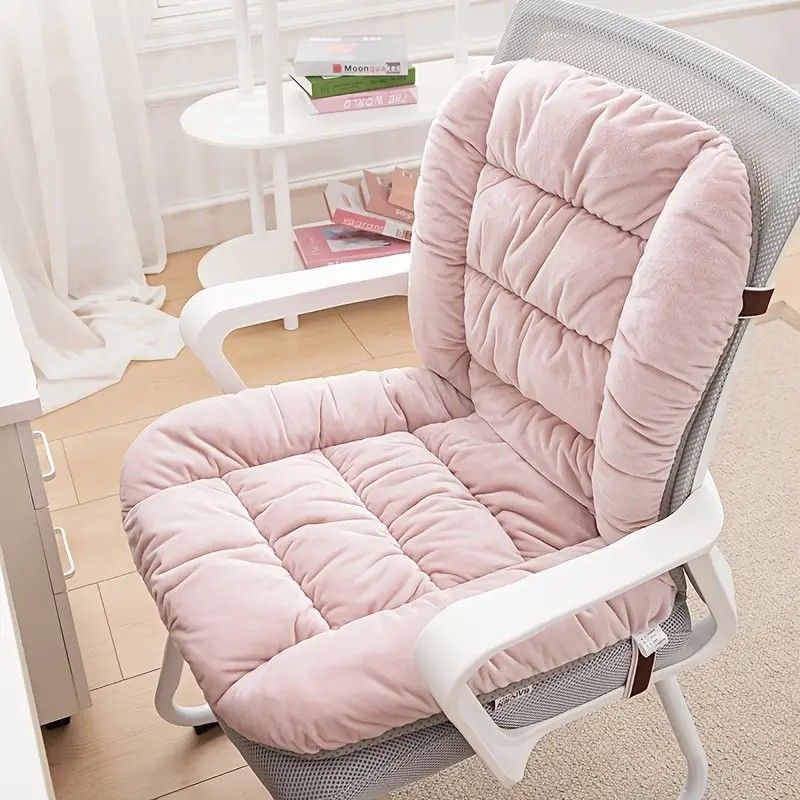 Winter Thick Fleece Seat & Back Cushion Set - 90cm Sofa Office Chair Warmer (PINK) V1232-BGYD005