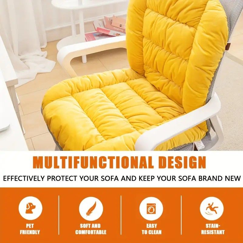 Winter Thick Fleece Seat & Back Cushion Set - 90cm Sofa Office Chair Warmer (PINK) V1232-BGYD005