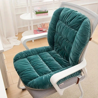 Winter Thick Fleece Seat & Back Cushion Set - 90cm Sofa Office Chair Warmer (dark green) V1232-BGYD009