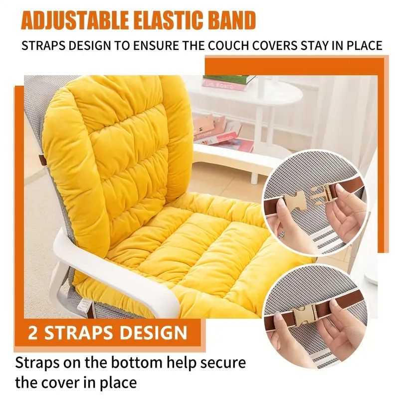 Winter Thick Fleece Seat & Back Cushion Set - 90cm Sofa Office Chair Warmer (dark green) V1232-BGYD009