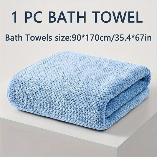 Modern Pineapple Grid Design Ultra-Soft Coral Fleece Bath Towel|90x170cm Extra Thick Strong Absorption, V1232-BLGYJ004