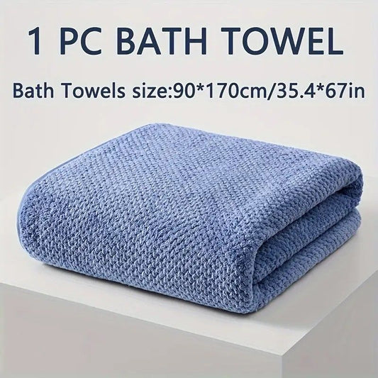 Modern Pineapple Grid Design Ultra-Soft Coral Fleece Bath Towel|90x170cm Extra Thick Strong Absorption, V1232-BLGYJ007