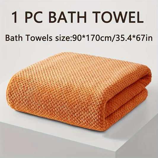 Modern Pineapple Grid Design Ultra-Soft Coral Fleece Bath Towel|90x170cm Extra Thick Strong Absorption, V1232-BLGYJ009