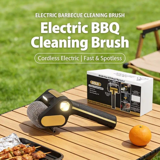 LED-lit electric barbecue brush, rechargeable rotating cleaning, instantly cleans the grill after backyard V1232-BXGGLS001