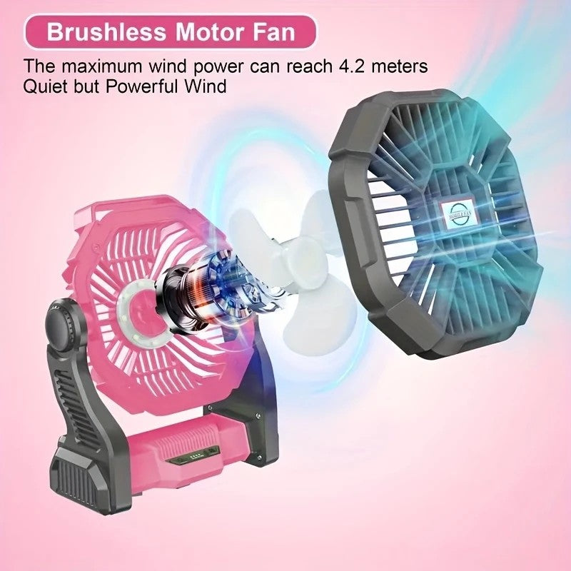 GREEN 2-in-1 Portable Fan & Light, Quiet & Cool for Outdoor Use V1232-BXSFS003