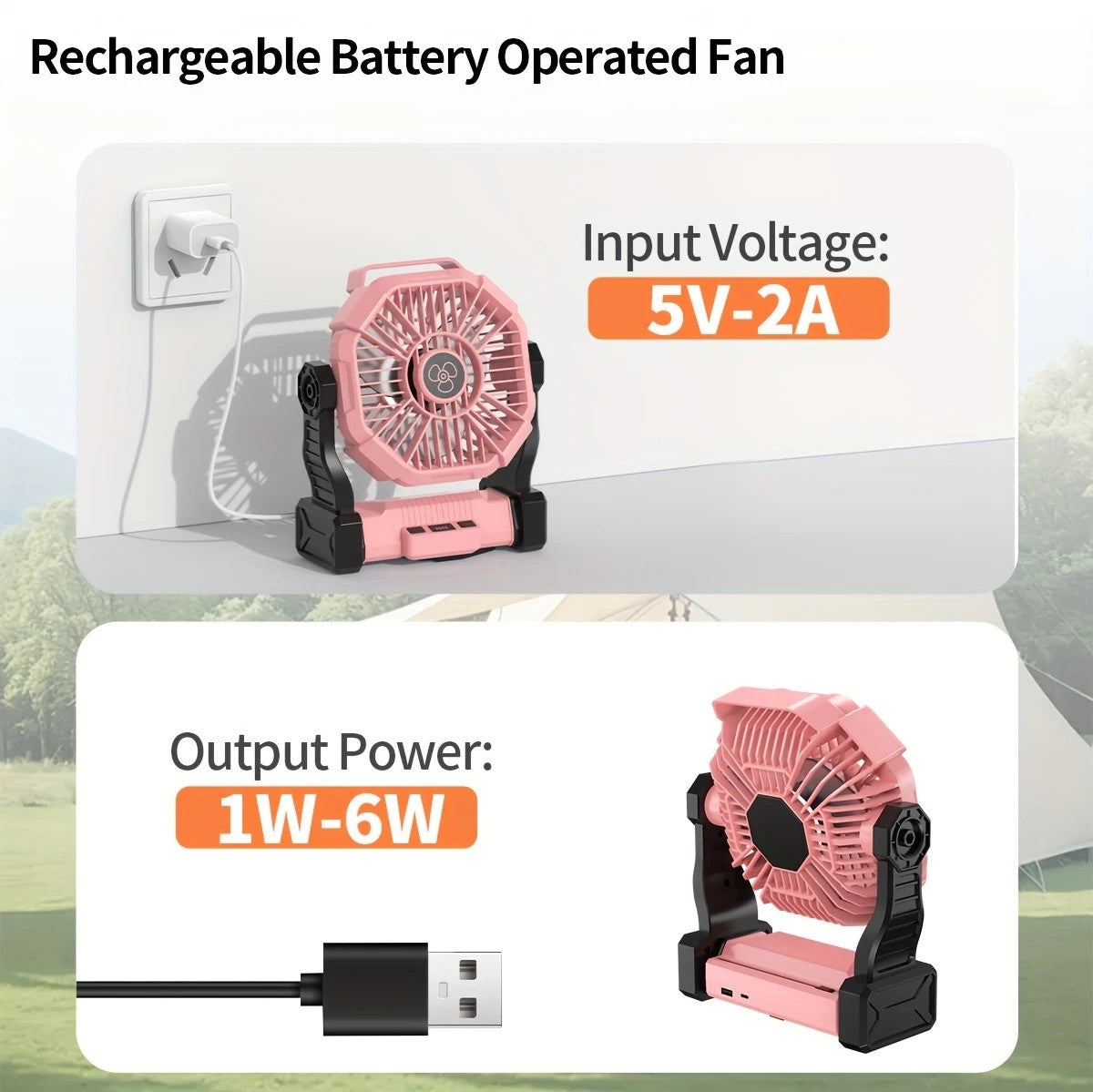GREEN 2-in-1 Portable Fan & Light, Quiet & Cool for Outdoor Use V1232-BXSFS003