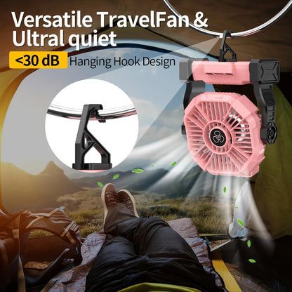 GREEN 2-in-1 Portable Fan & Light, Quiet & Cool for Outdoor Use V1232-BXSFS003