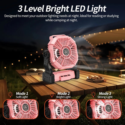 GREEN 2-in-1 Portable Fan & Light, Quiet & Cool for Outdoor Use V1232-BXSFS003