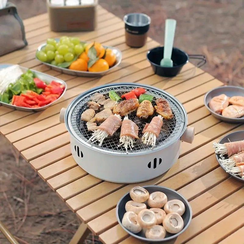 Portable mini tabletop barbecue grill, made of stainless steel, includes a grill mesh, designed for home use, V1232-BXSSKL001