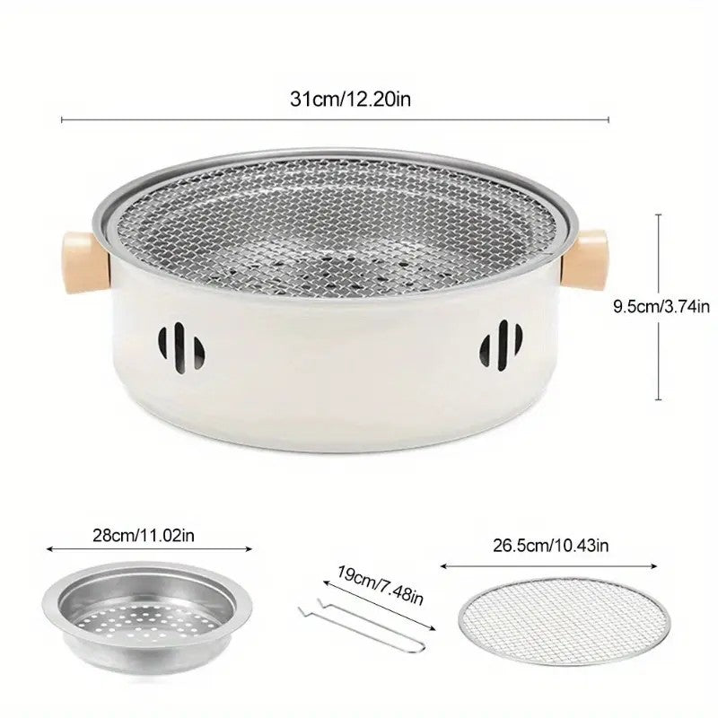 Portable mini tabletop barbecue grill, made of stainless steel, includes a grill mesh, designed for home use, V1232-BXSSKL001