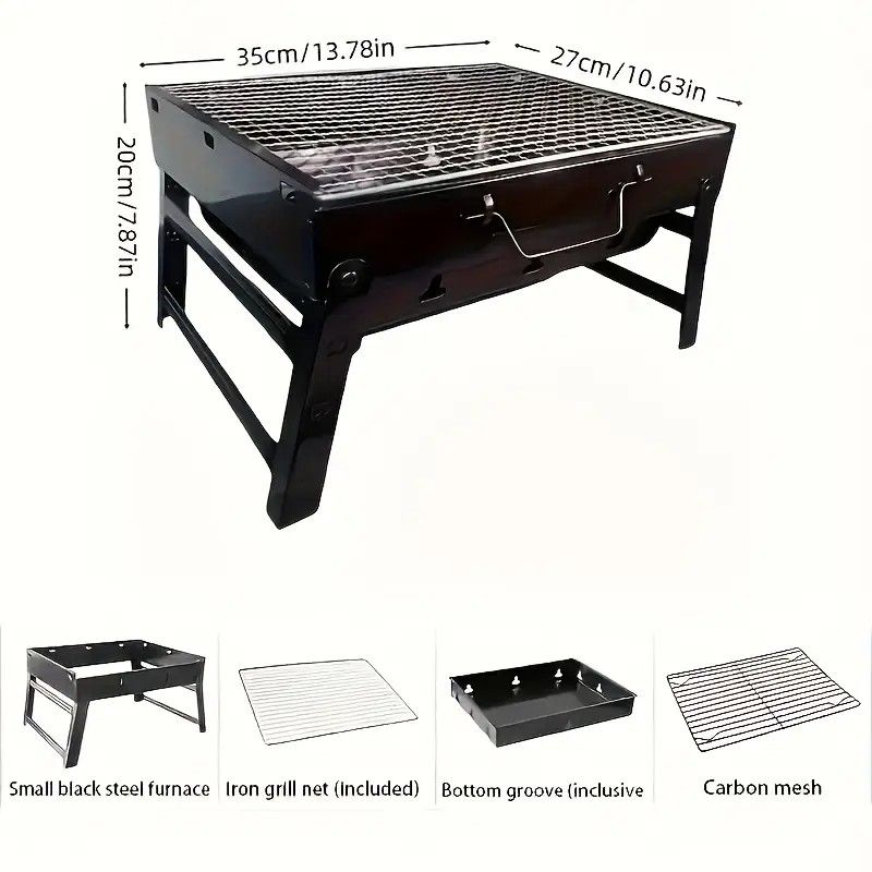 Portable Folding Grill: 4-Step Assembly, Light & Portable, Sturdy Design, Enjoy Outdoor Grilling Anytime V1232-BXSSKL002