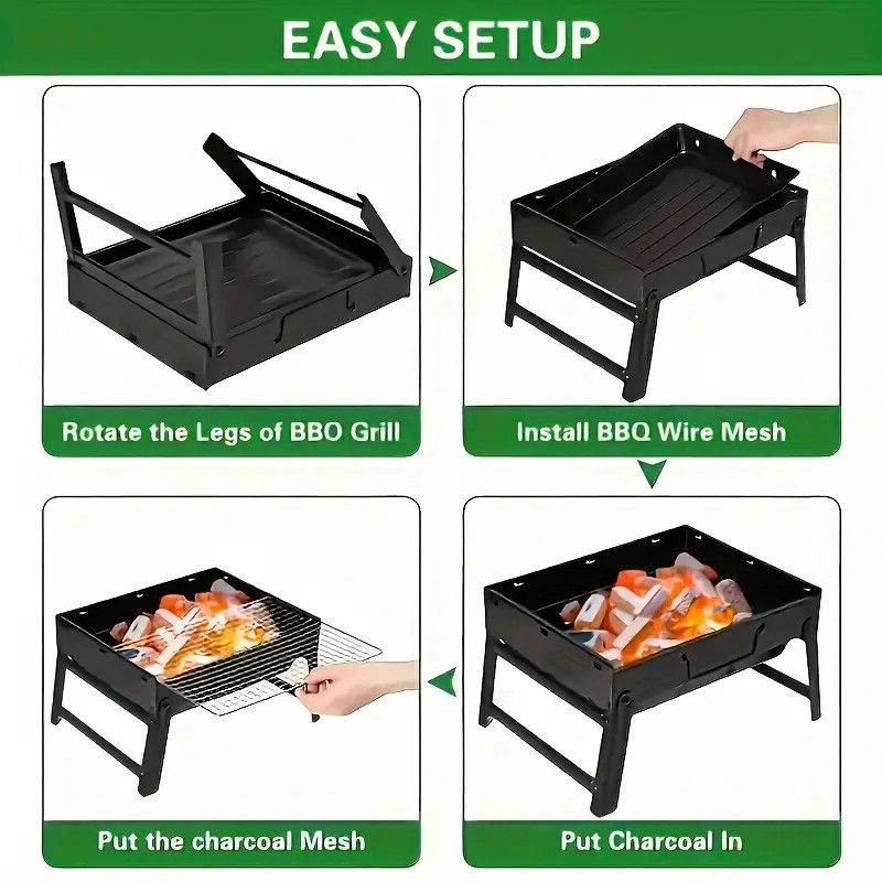 Portable Folding Grill: 4-Step Assembly, Light & Portable, Sturdy Design, Enjoy Outdoor Grilling Anytime V1232-BXSSKL002