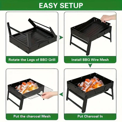 Portable Folding Grill: 4-Step Assembly, Light & Portable, Sturdy Design, Enjoy Outdoor Grilling Anytime V1232-BXSSKL002