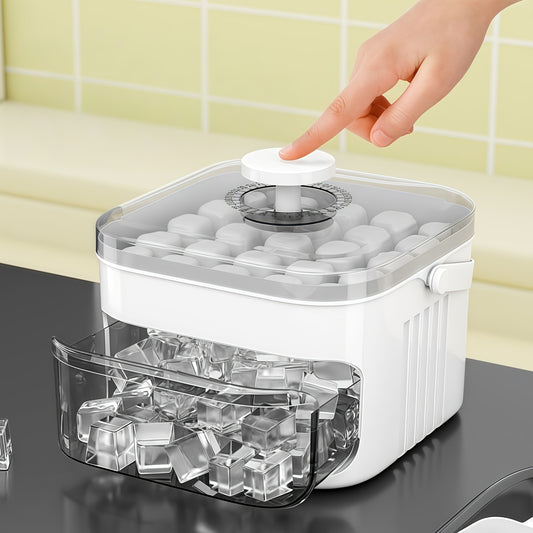 1PC Refrigerator Ice Cube Mold, Manual Press Two-Layer Design, Large Capacity Food-Grade PP Material, V1232-BXZBH001