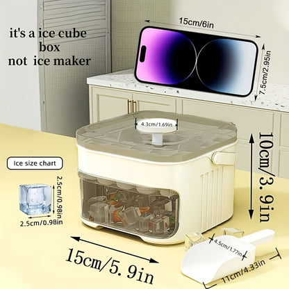 1PC Refrigerator Ice Cube Mold, Manual Press Two-Layer Design, Large Capacity Food-Grade PP Material, V1232-BXZBH001