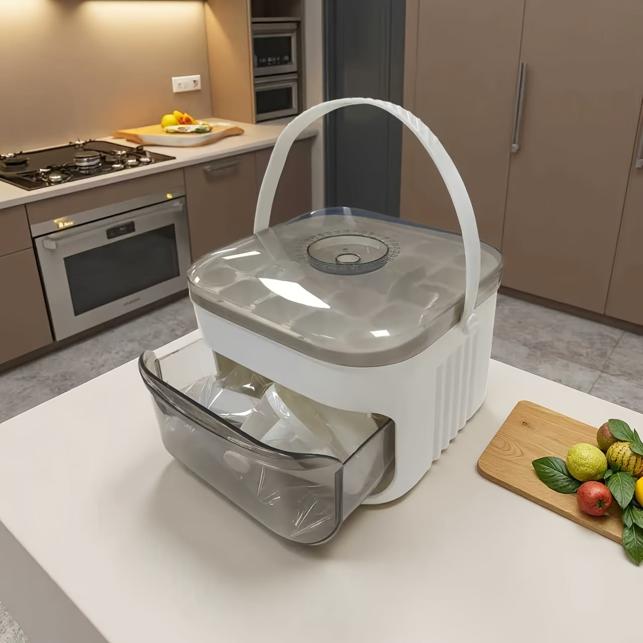 1PC Refrigerator Ice Cube Mold, Manual Press Two-Layer Design, Large Capacity Food-Grade PP Material, V1232-BXZBH001