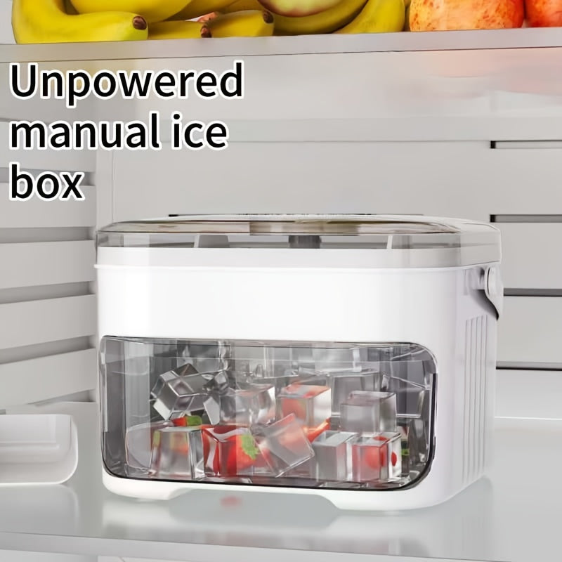 1PC Refrigerator Ice Cube Mold, Manual Press Two-Layer Design, Large Capacity Food-Grade PP Material, V1232-BXZBH001