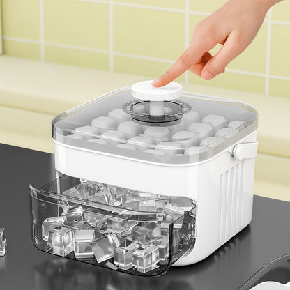 1PC Refrigerator Ice Cube Mold, Manual Press Two-Layer Design, Large Capacity Food-Grade PP Material, V1232-BXZBH001