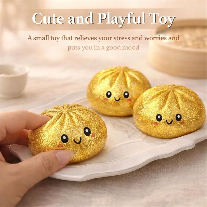 Simulated Smiley Steamed Bun Squishy Toy, Cute Stress Relief Plaything, Soft Slow-Rebound Texture, Adorable V1232-BZNNL002