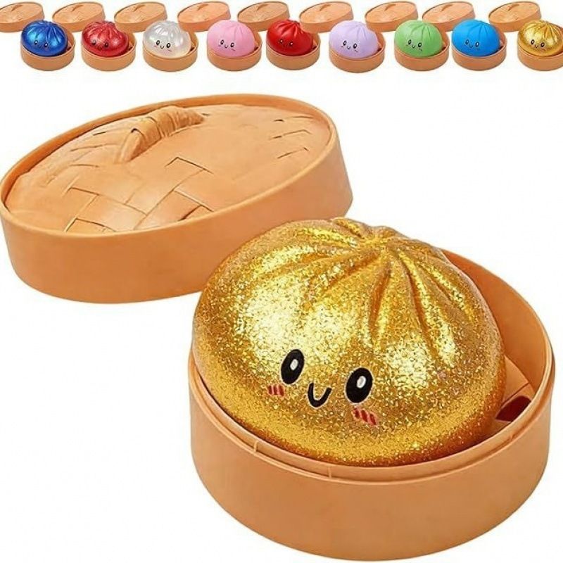 Simulated Smiley Steamed Bun Squishy Toy, Cute Stress Relief Plaything, Soft Slow-Rebound Texture, Adorable V1232-BZNNL002